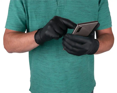 BLK NITRILE GLOVES 100 LG