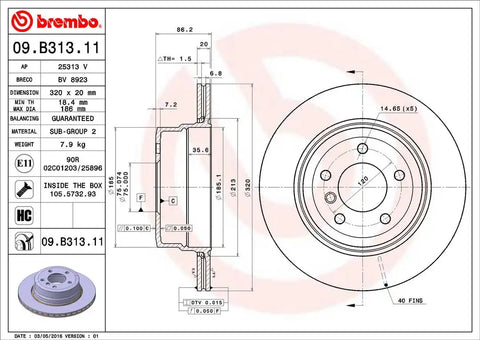 BREMBO 09B31311C02 DISC BRAKE ROTOR