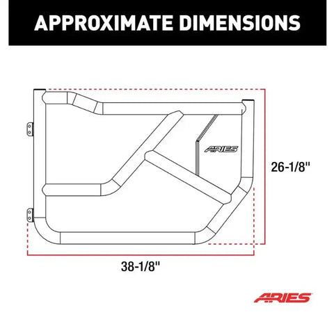 Aries 1500250 Door Tubular Lower Half Powder Coat Black Carbon Steel Set Of 2