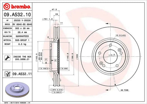 BREMBO 09A53211C02 DISC BRAKE ROTOR