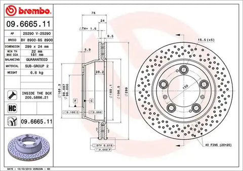 BREMBO 09666511C02 DISC BRAKE ROTOR