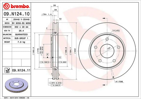 BREMBO 09N12411C02 DISC BRAKE ROTOR