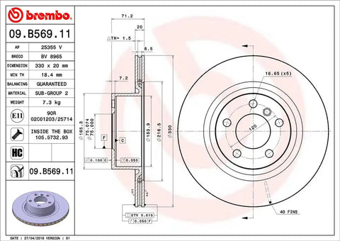 BREMBO 09B56911C02 DISC BRAKE ROTOR