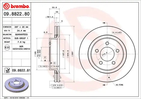 BREMBO 09882281C02 DISC BRAKE ROTOR
