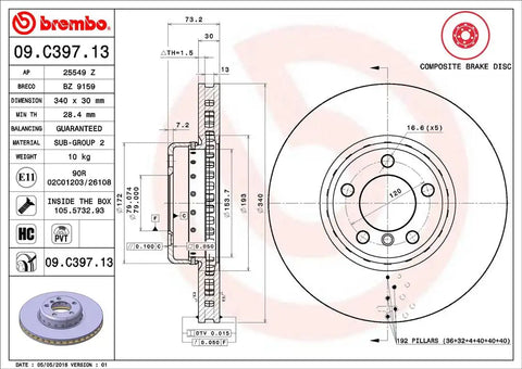 BREMBO 09C39713C02 DISC BRAKE ROTOR