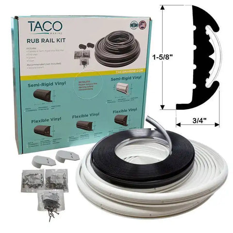 TACO METALS V11-9811WCM70-2 SEMI-RIGID RUB RAIL KIT WHITE W/FL