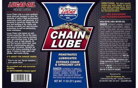 LUCAS OIL 10393 CHAIN LUBE AEROSOL/12X1/1