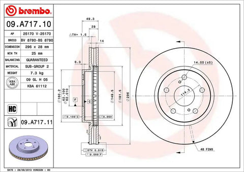BREMBO 09A71711C02 DISC BRAKE ROTOR