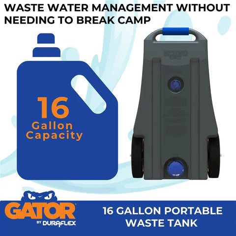 DURAFLEX 21901 GATOR WASTE TANK 16 GAL 2 WHEEL