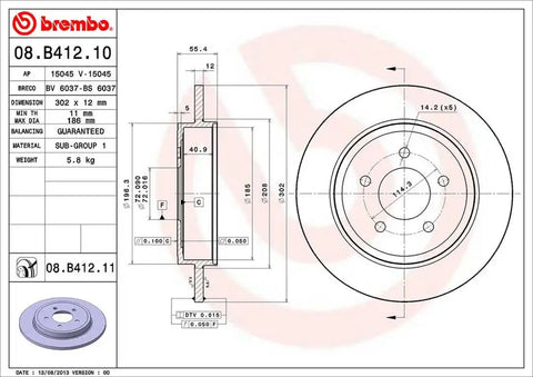 BREMBO 08B41211C02 DISC BRAKE ROTOR