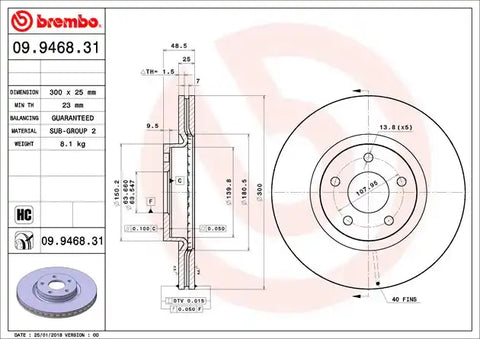 BREMBO 09946831C02 DISC BRAKE ROTOR