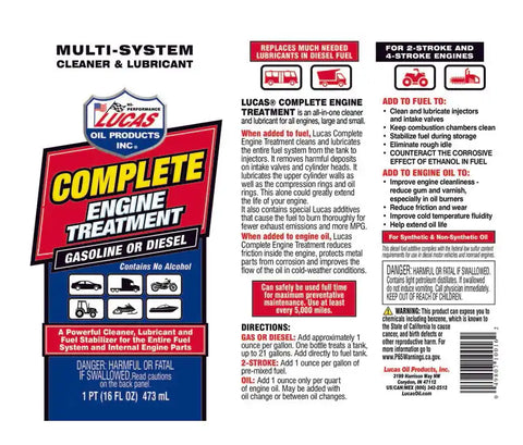 LUCAS OIL 10016 COMPLETE ENGINE TREATMENT