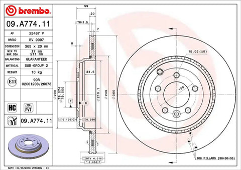 BREMBO 09A77411C02 DISC BRAKE ROTOR