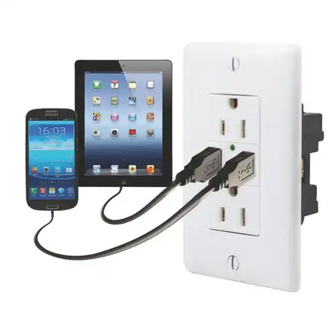 120V USB CHGR DBLE WHI