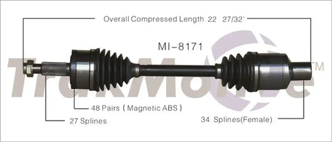 TRAKMOTIVE MI-8171 NEW CV AXLE
