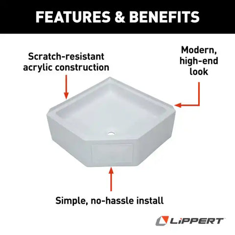 LIPPERT COMP 325246 27X27 CORNER SHOWER PAN CD WHT