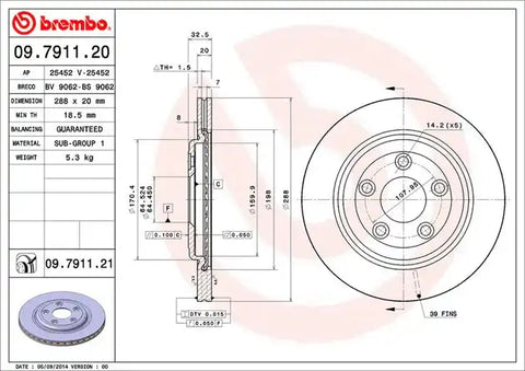 BREMBO 09791121C02 DISC BRAKE ROTOR