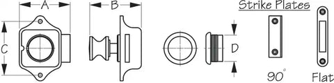 SEA DOG 224300-1 PUSH BUTTON RIM LATCH - CHROME