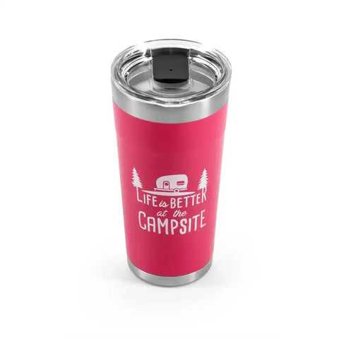 Camco 53061 Travel Mug Life Is Better At The Campsite  20 Ounce BPA Free Lid With