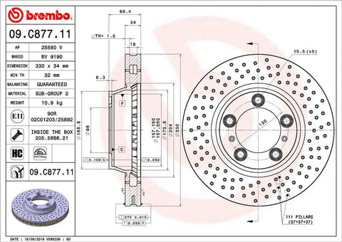 BREMBO 09C87711C02 DISC BRAKE ROTOR