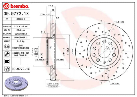 BREMBO 0997721XC02 DISC BRAKE ROTOR