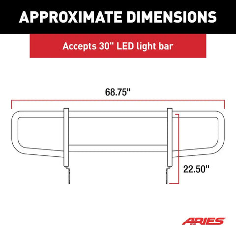 Aries 7100 Grille Guard Powder Coated Black Steel With Brush Guard Without Skid