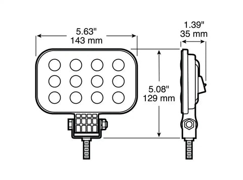 LED WORK LGT SQR PED MNT W/AMP HSG