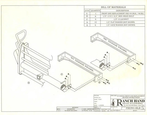 RANCH HAND BTD941BLR 94-01 RAM LEGEND BULLNOSE