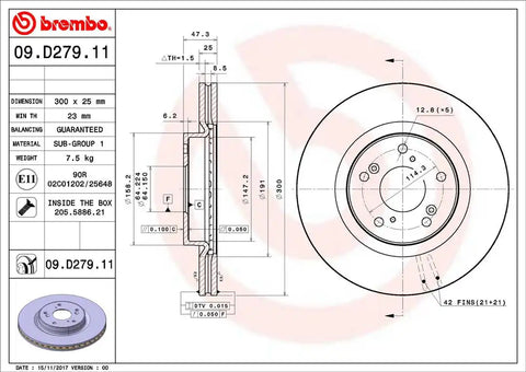 BREMBO 09D27911C02 DISC BRAKE ROTOR