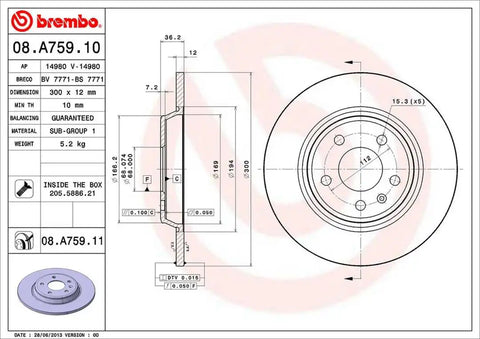 BREMBO 08A75911C02 DISC BRAKE ROTOR