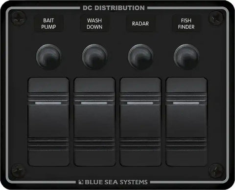 BLUE SEA 8372-BSS PANEL H2O 12VDC CLB 4POS BLK H