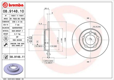 BREMBO 08914811C02 DISC BRAKE ROTOR