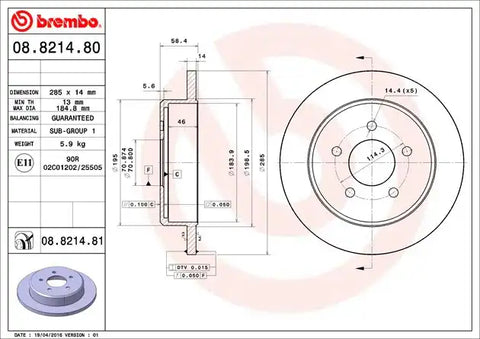 BREMBO 08821481C02 DISC BRAKE ROTOR