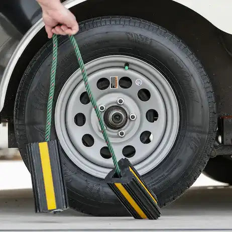 Buyers Products WC24483 Wheel Chock Black and Yellow Rubber 2 Chocks Connects By N