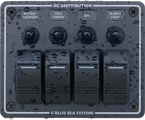 BLUE SEA 8372-BSS PANEL H2O 12VDC CLB 4POS BLK H