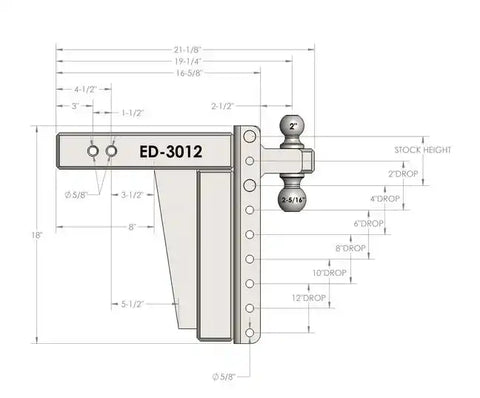BULLETPROOF ED3012 3.0' EXTREME DUTY 12' DROP/RISE