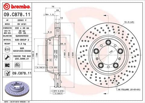 BREMBO 09C87811C02 DISC BRAKE ROTOR