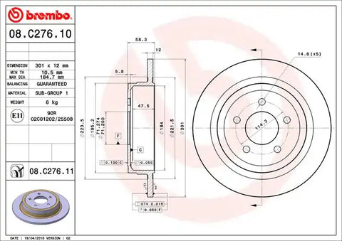 BREMBO 08C27611C02 DISC BRAKE ROTOR