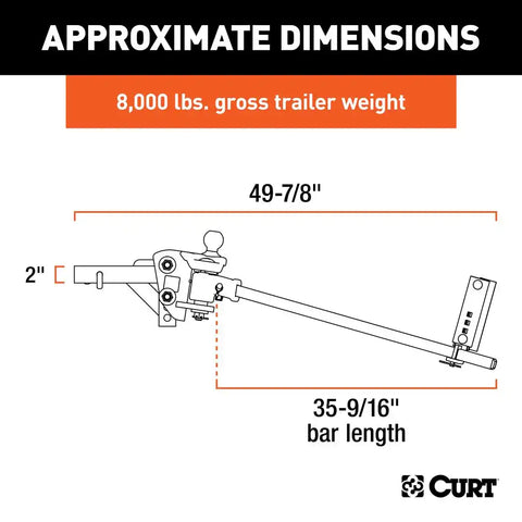 CURT 17499 TruTrack 4P Weight Distribution Hitch with 4x Sway Control, 5-8K