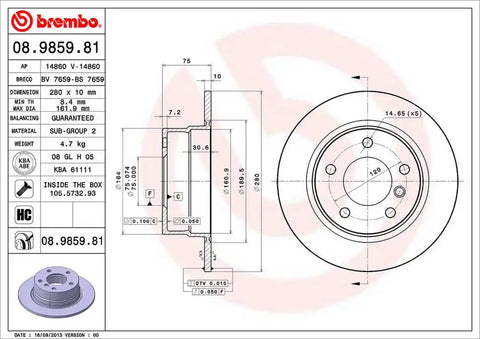 BREMBO 08985981C02 DISC BRAKE ROTOR
