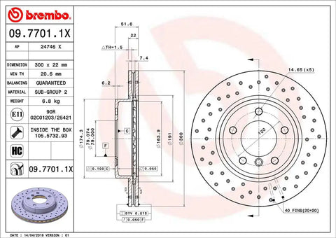 BREMBO 0977011XC02 DISC BRAKE ROTOR