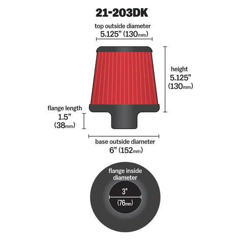 AEM INDUCT 21-203DK DRYFLOW AIR FILTER 3.0'