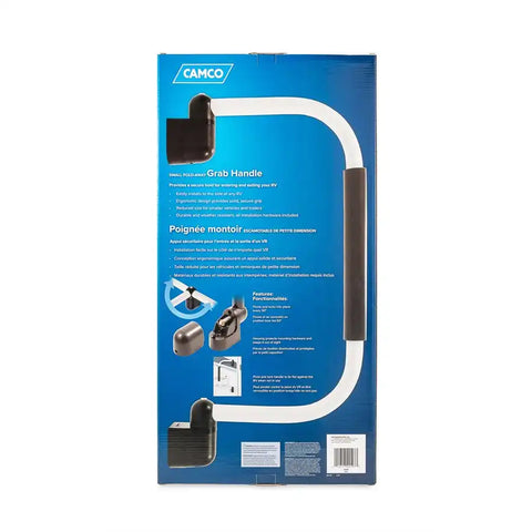 Camco 42197 Exterior Grab Bar Powder Coated Black Aluminum Fold-Away Design Sing