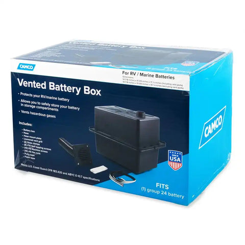 Camco 55371 Battery Box Fits Group 24 Batteries 14-7/8 Inch Height x 9-5/8 Inch Wid