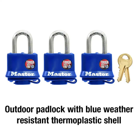 3PK PADLOCK W/BLUE SHELL