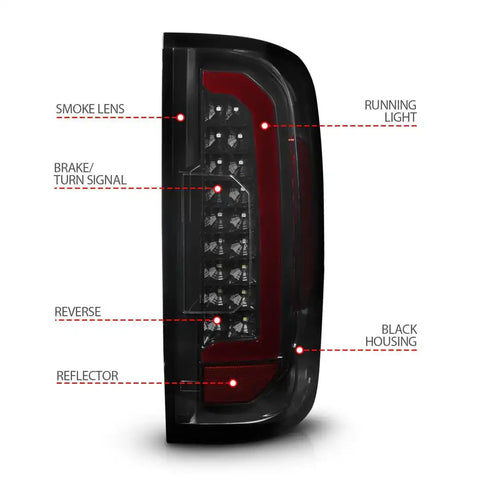 ANZO USA 311433 Tail Light Assembly LED Smoke Lens Black Housing Red/ White Set