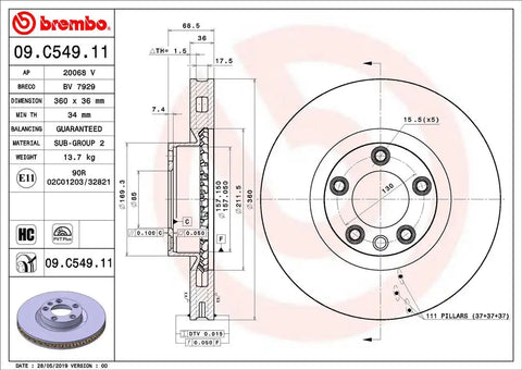 BREMBO 09C54911C02 DISC BRAKE ROTOR