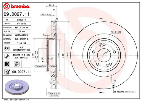 BREMBO 09D02711C02 DISC BRAKE ROTOR