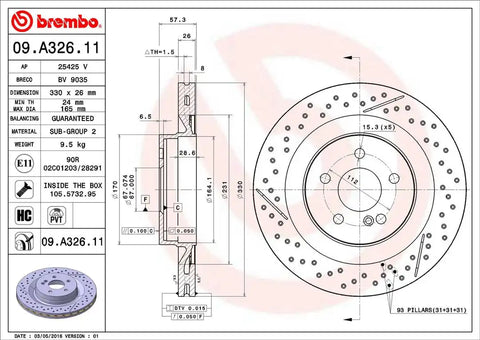 BREMBO 09A32611C02 DISC BRAKE ROTOR