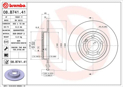 BREMBO 08B74141C02 DISC BRAKE ROTOR